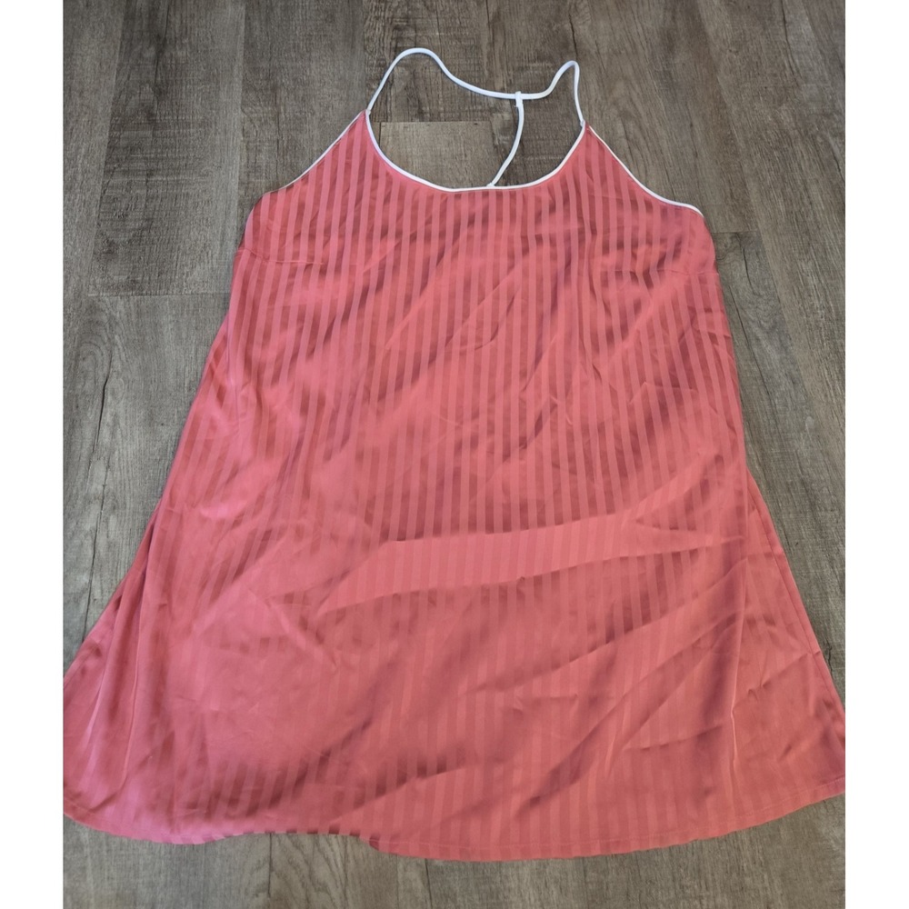 Auden Luxury Collection Womens XXL Shadow Striped Satin Pajama Chemise Coral